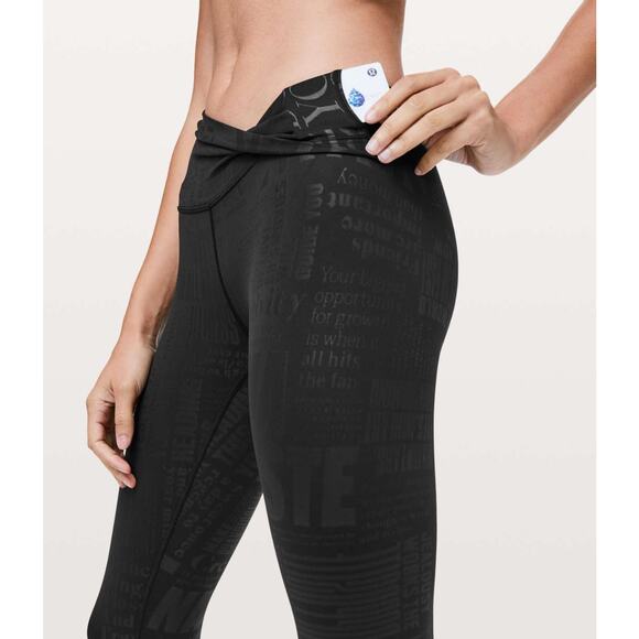 lululemon wunder under hi rise 7/8 tights leggings black 20yr manifesto embossed - Picture 9 of 10